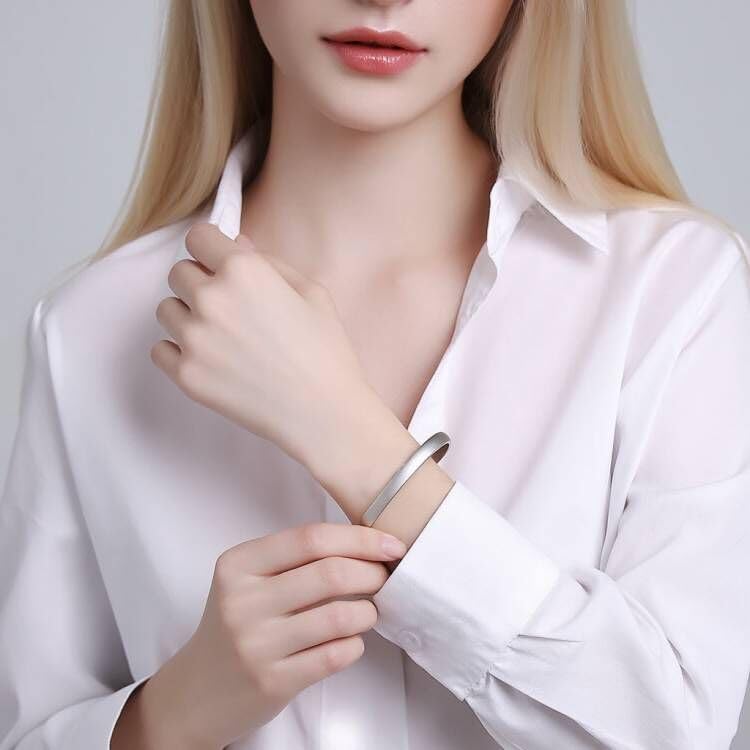 XINSHUN Jewelry 1PC 925 Silver fashion smooth cuff bangle bracelet style1# - Image 4